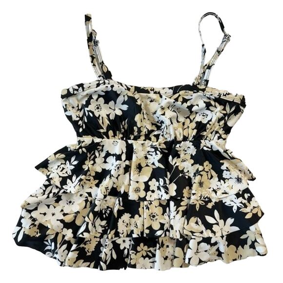 Jaclyn Smith Sz 6 Swim Top Peplum Adjustable Straps Build In Padded Modest - Picture 1 of 7